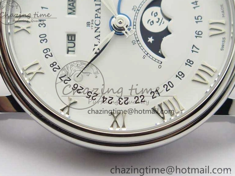 0519 FreshLook Villeret 6654 SS Complicated Function OMF 1:1 Best Edition White Dial On Brown Leather Strap A 8119